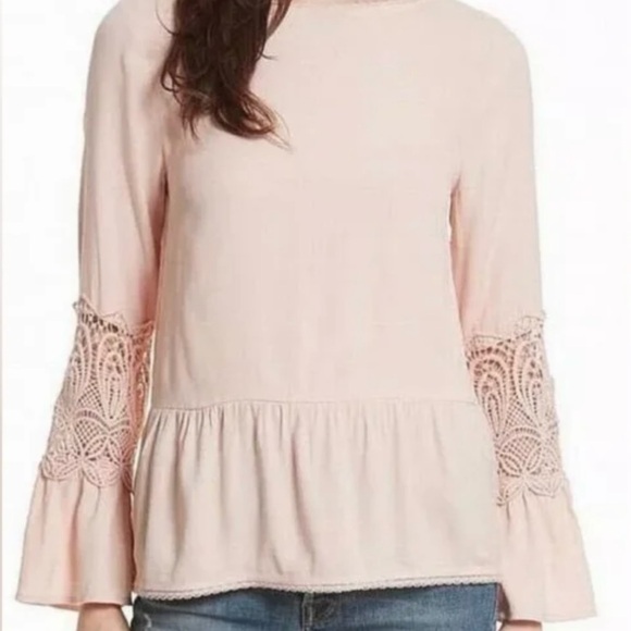 Joie Lace Trim Peplum Blouse/Emelda - Picture 2 of 7